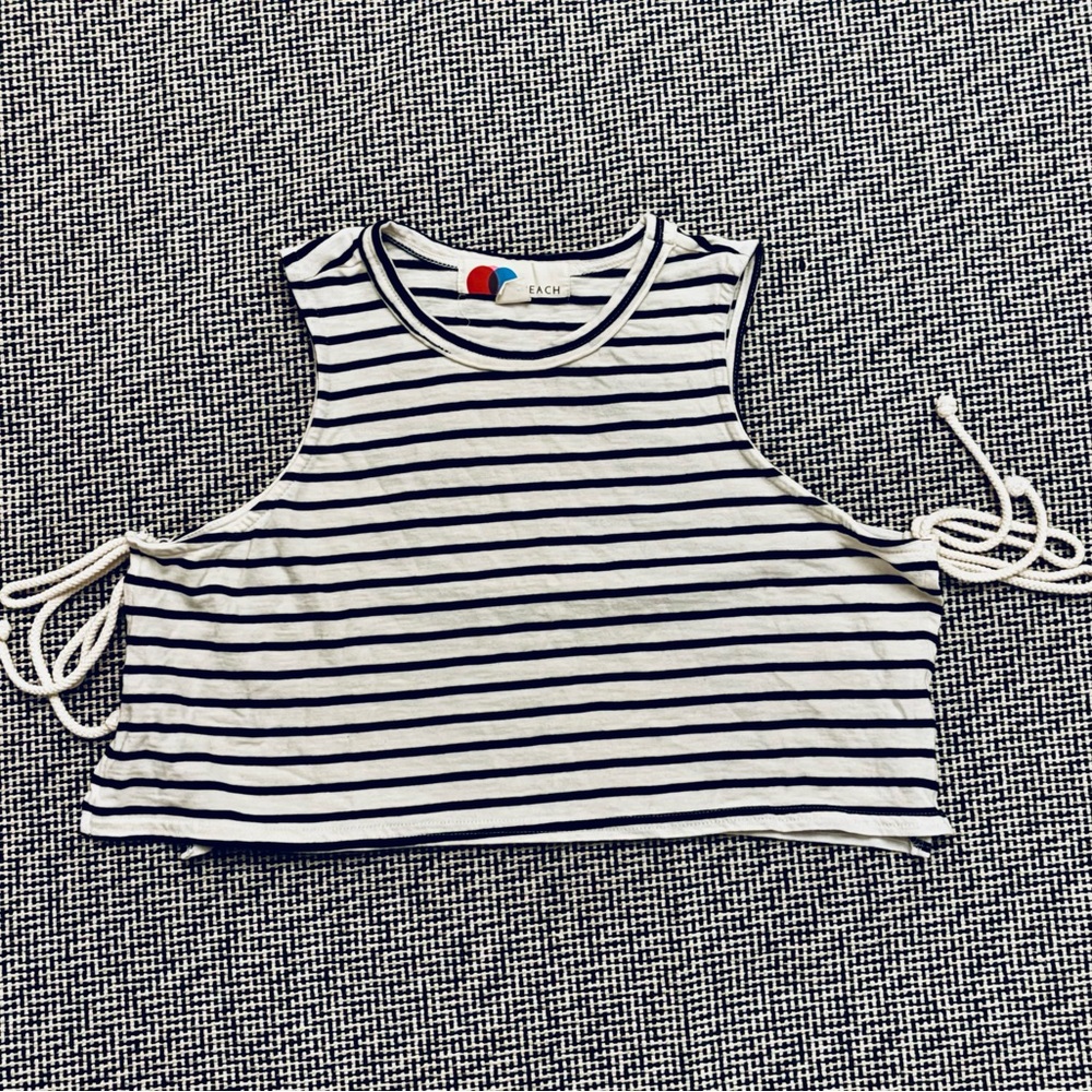 Free People Beach - Stripped Cropped Relaxed Tank w/Ties On Side, Size XS